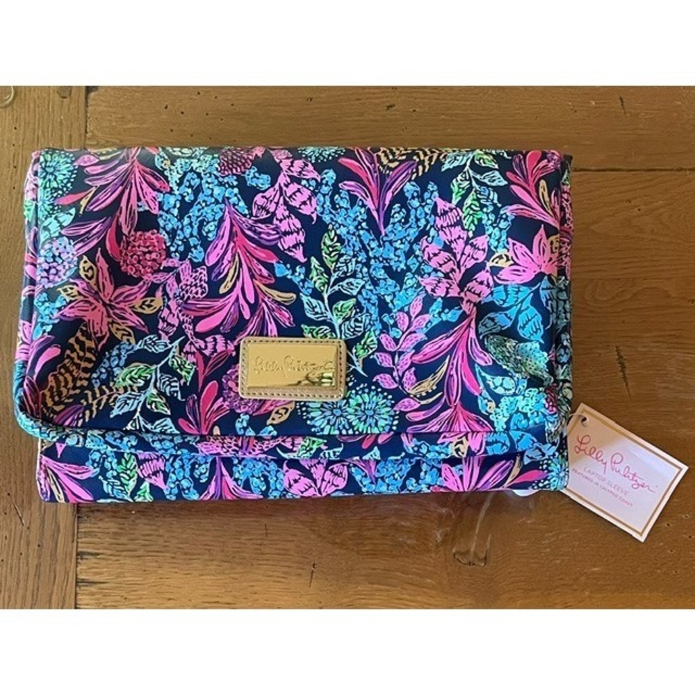 LILLY PULITZER Clutch CALYPSO COAST  Padded Laptop Sleeve Bag Purse 14"  NWT